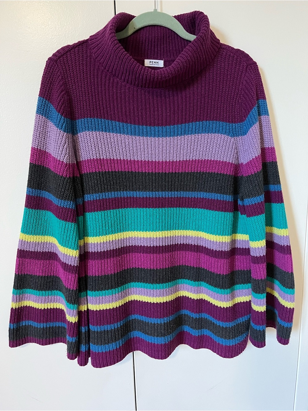 Women's Multicolor Striped Cowlneck Sweater